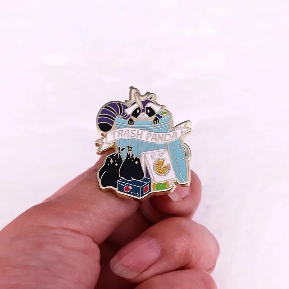Funny Trash Panda Raccoon Enamel Pin